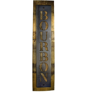 Reclaimed Barrel Stave Wall Sign with Metal Bourbon Cutout