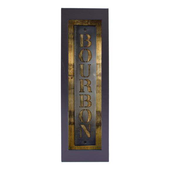 Reclaimed Barrel Stave Wall Sign with Metal Bourbon Cutout