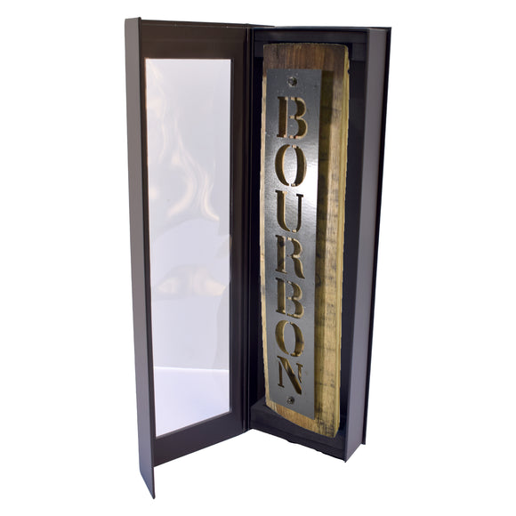Reclaimed Barrel Stave Wall Sign with Metal Bourbon Cutout