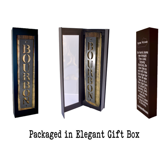 Reclaimed Barrel Stave Wall Sign with Metal Bourbon Cutout