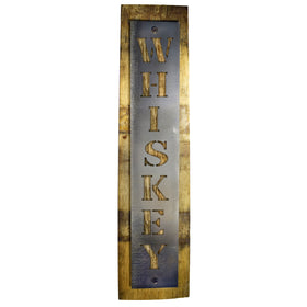 Reclaimed Barrel Stave Wall Sign with Metal Whiskey Cutout