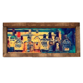 Bourbon Bottles Favorite Long Shadowbox Art