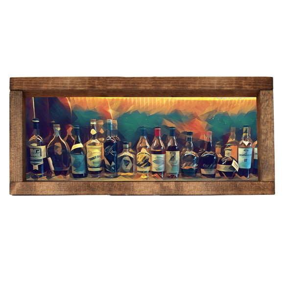 Bourbon Bottles Classic Long Shadowbox Art
