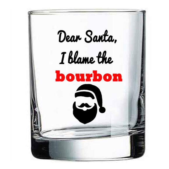 Tis the Season Sock with I Blame the Bourbon Rocks Glass Gift Basket
