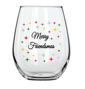 Merry Friendsmas Stemless Wine Glass