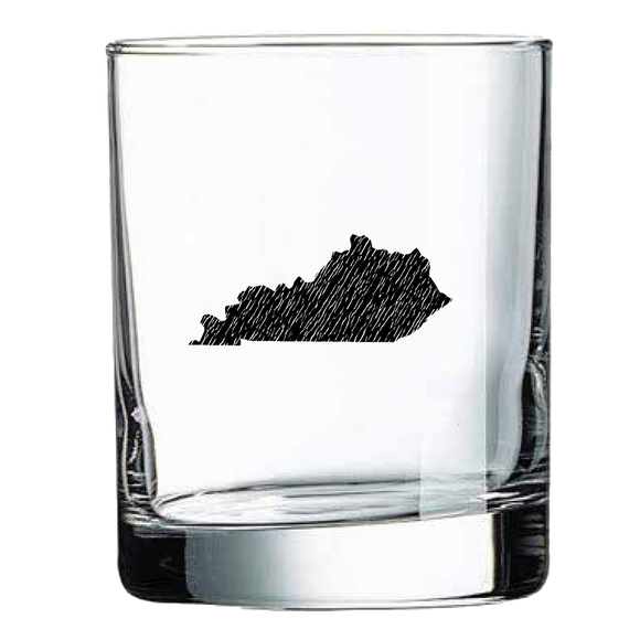 Blue and White Kentucky Sock with Kentucky Rocks Glass Gift Basket