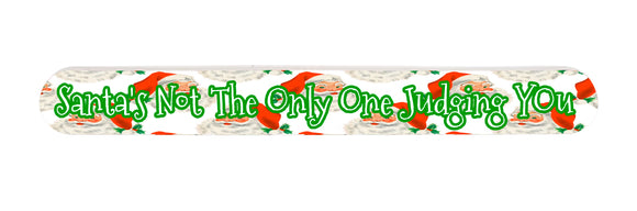 Santa's Not the Only One Judging You Wine Glass, Koozie, Nail File and Tissue Gift Basket