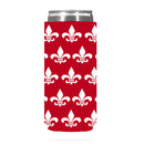 Red and White Fleur de Lis Shapes Slim Koozie-4