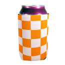 Orange and White Checkerboard Shapes Koozie-1