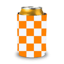 Orange and White Checkerboard Shapes Koozie-4