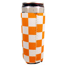 Orange and White Checkerboard Shapes Slim Koozie-2