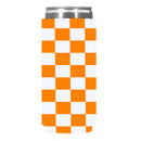 Orange and White Checkerboard Shapes Slim Koozie-4