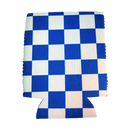Blue and White Checkerboard Shapes Koozie-3