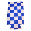 Blue and White Checkerboard Shapes Slim Koozie-3