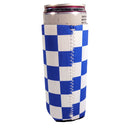 Blue and White Checkerboard Shapes Slim Koozie-2