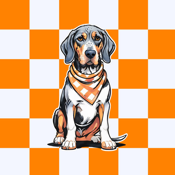 Tennessee Checkerboard Bluetick Coonhound Koozie