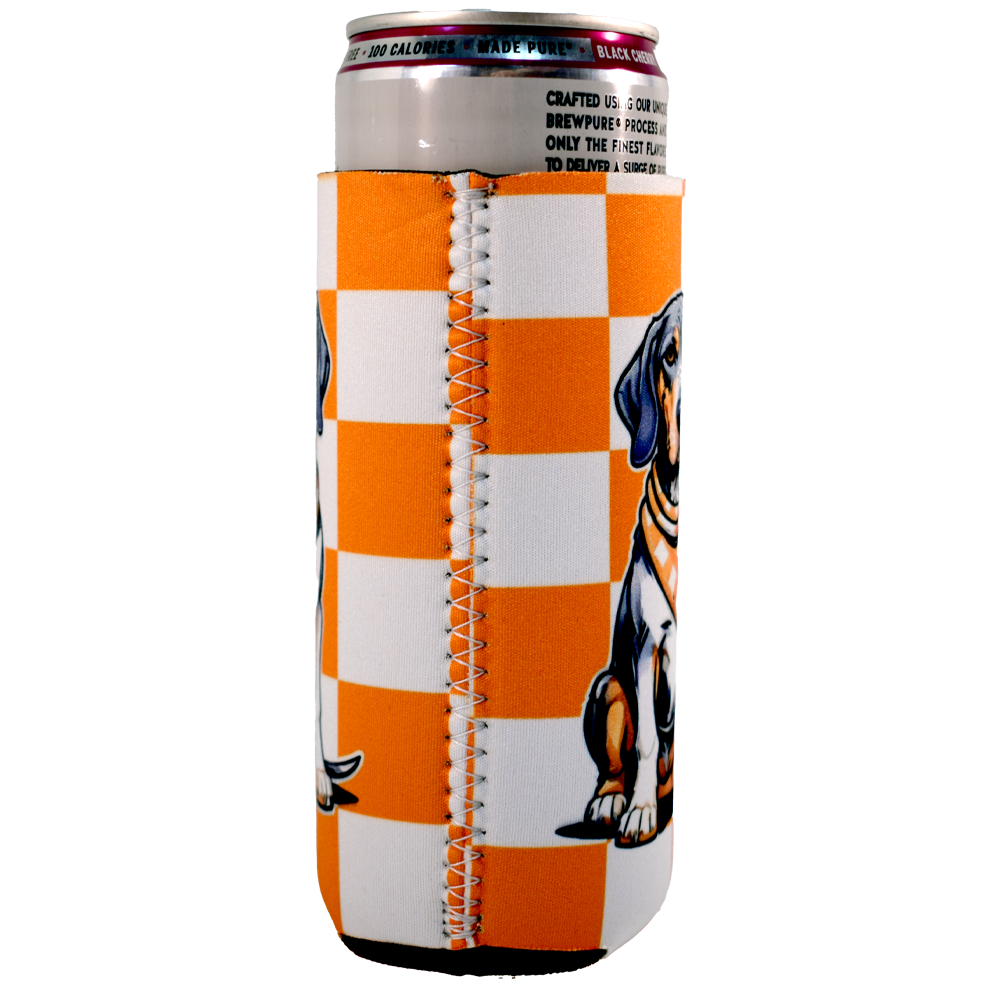 Tennessee Checkerboard Bluetick Coonhound Slim Koozie