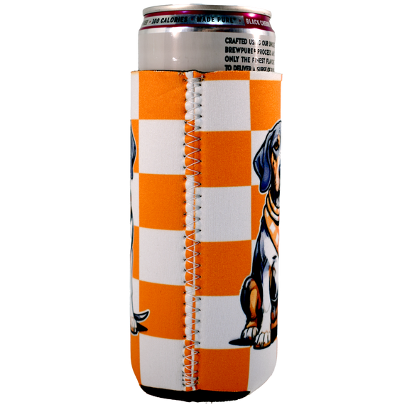 Tennessee Checkerboard Bluetick Coonhound Slim Koozie
