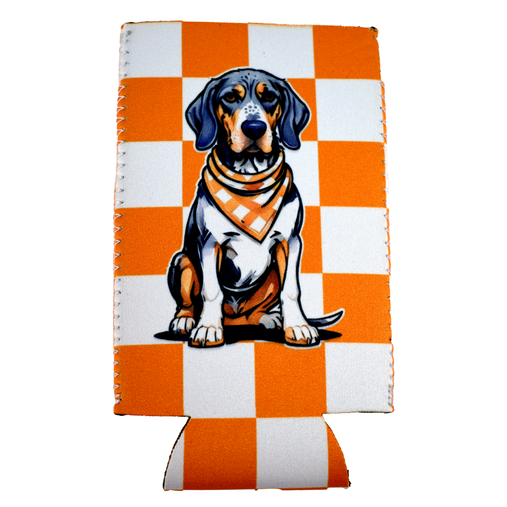 Tennessee Checkerboard Bluetick Coonhound Slim Koozie