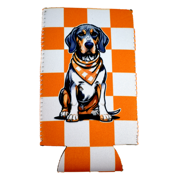 Tennessee Checkerboard Bluetick Coonhound Slim Koozie
