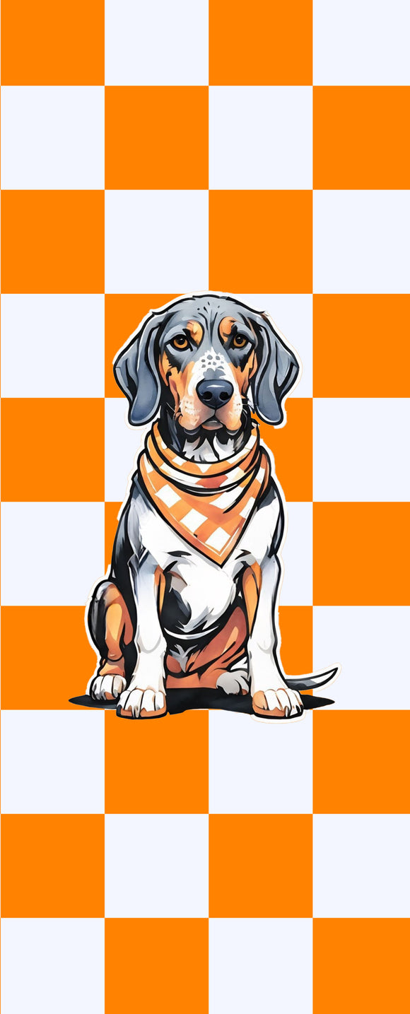 Tennessee Checkerboard Bluetick Coonhound Slim Koozie