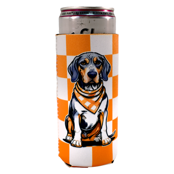 Tennessee Checkerboard Bluetick Coonhound Slim Koozie