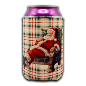 Santa Drinking Bourbon in Chair Koozie