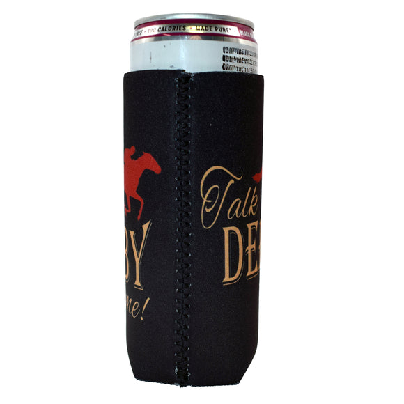 Talk Derby to Me Slim Koozie in Black