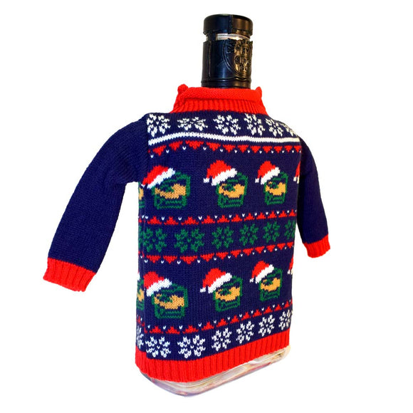 Bourbon Glasses with Santa Hat Bottle Sweater