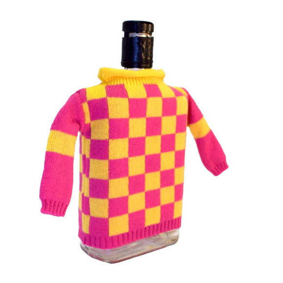Derby Silk Pink and Yellow Checkerboard Bottle Sweater