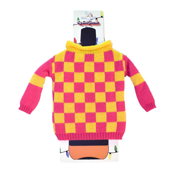 Derby Silk Pink and Yellow Checkerboard Bottle Sweater