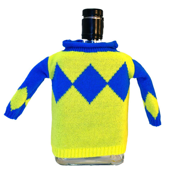 Derby Silk Blue and Yellow Diamonds Bottle Sweater