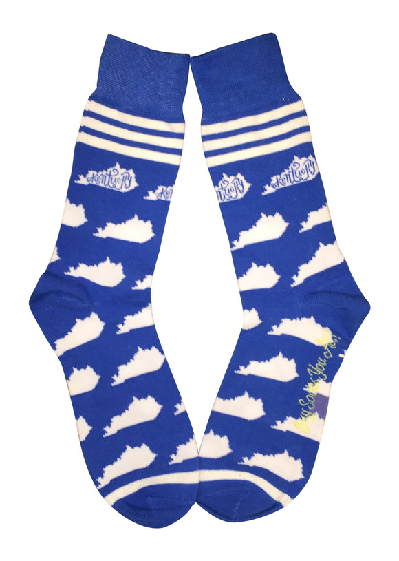 Blue and White Kentucky Sock with Kentucky Rocks Glass Gift Basket