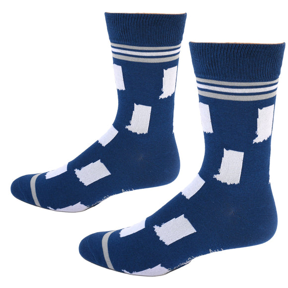 Indiana State Shapes Blue and White Men's Socks