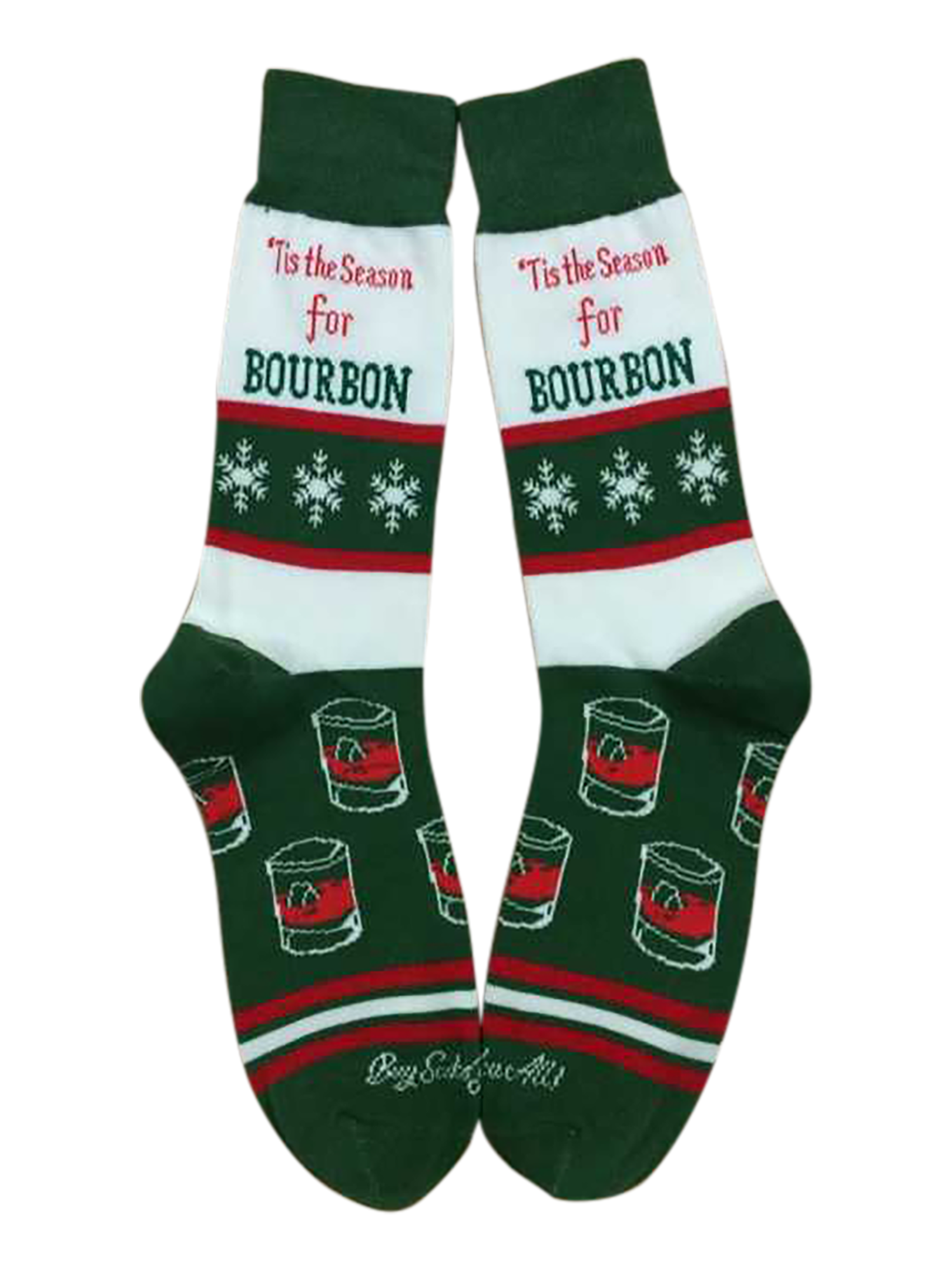 Tis the Season Sock with I Blame the Bourbon Rocks Glass Gift Basket