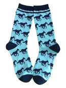 Horses in Blue and Navy Women's Socks-1