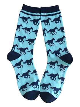 Horses in Blue and Navy Women's Socks