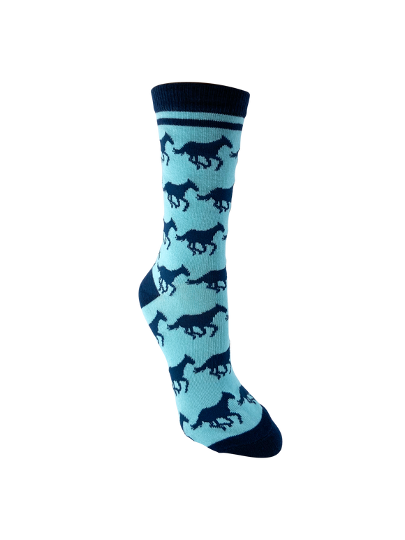 Horses in Blue and Navy Women's Socks