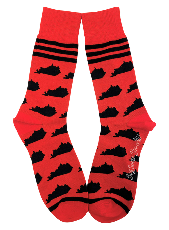 Red and Black Kentucky Sock with Kentucky Rocks Glass Gift Basket