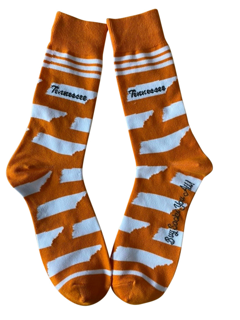 Tennessee Shapes in Orange and White Men's Socks