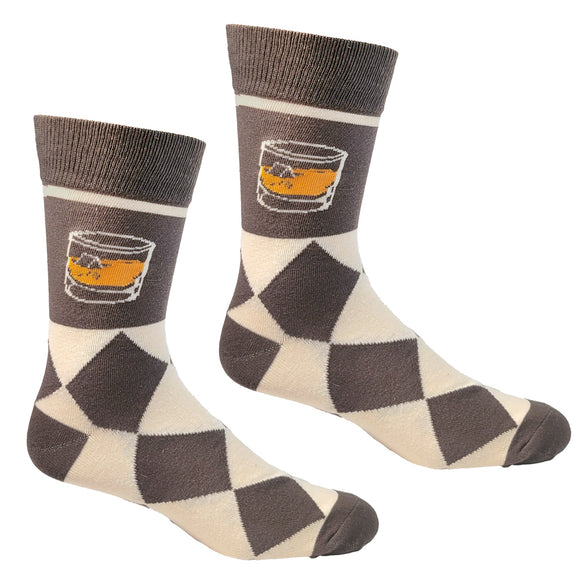 Bourbon Whiskey on the Rocks Argyle Drinking Socks
