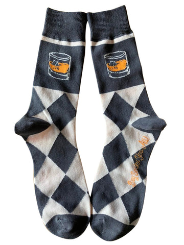 Bourbon Whiskey on the Rocks Argyle Drinking Socks