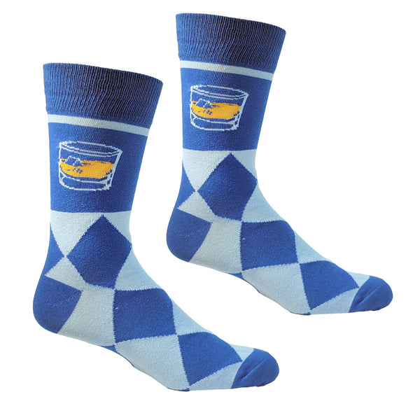 Bourbon Whiskey on the Rocks Argyle Drinking Socks