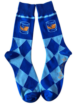 Bourbon Whiskey on the Rocks Argyle Drinking Socks