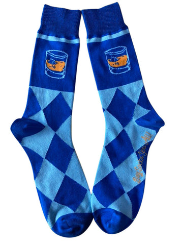 Bourbon Whiskey on the Rocks Argyle Drinking Socks