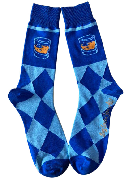 Bourbon Whiskey on the Rocks Argyle Drinking Socks