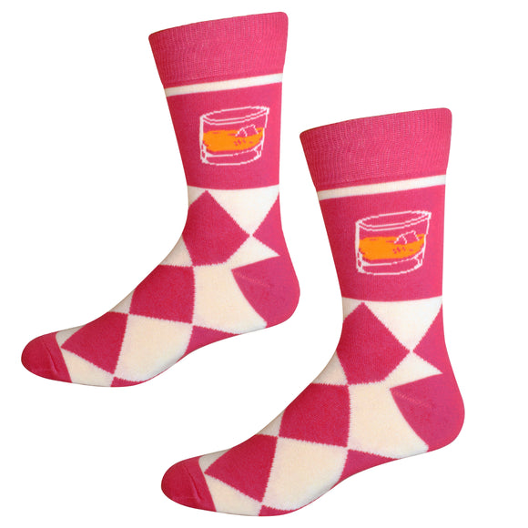 Bourbon Whiskey on the Rocks Argyle Drinking Socks