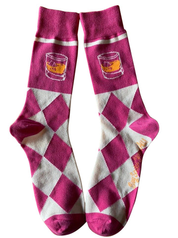 Bourbon Whiskey on the Rocks Argyle Drinking Socks