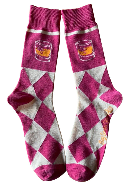Bourbon Whiskey on the Rocks Argyle Drinking Socks
