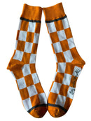 Checkerboard in Orange and White Men's Socks-1